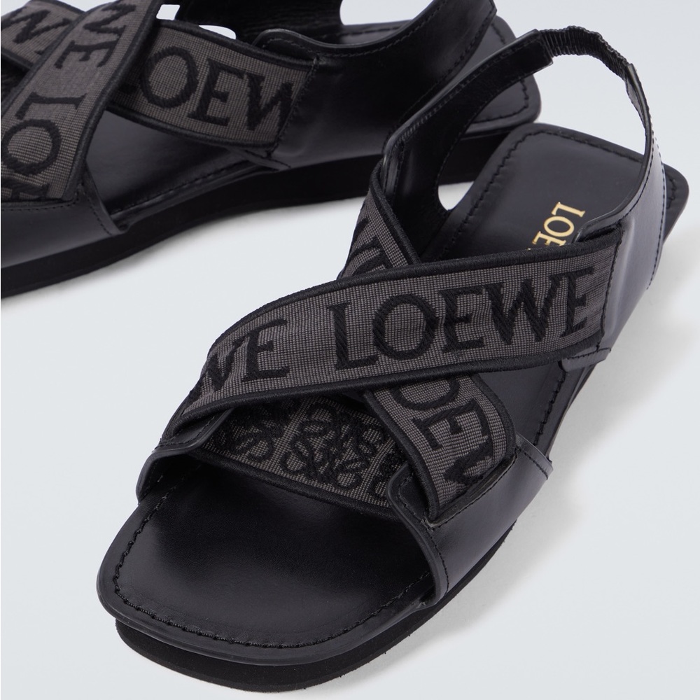 Loewe Jacquard Criss-Cross Strap Sandals